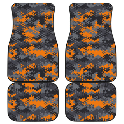 Orange Abstract Camouflage Car Floor Mats