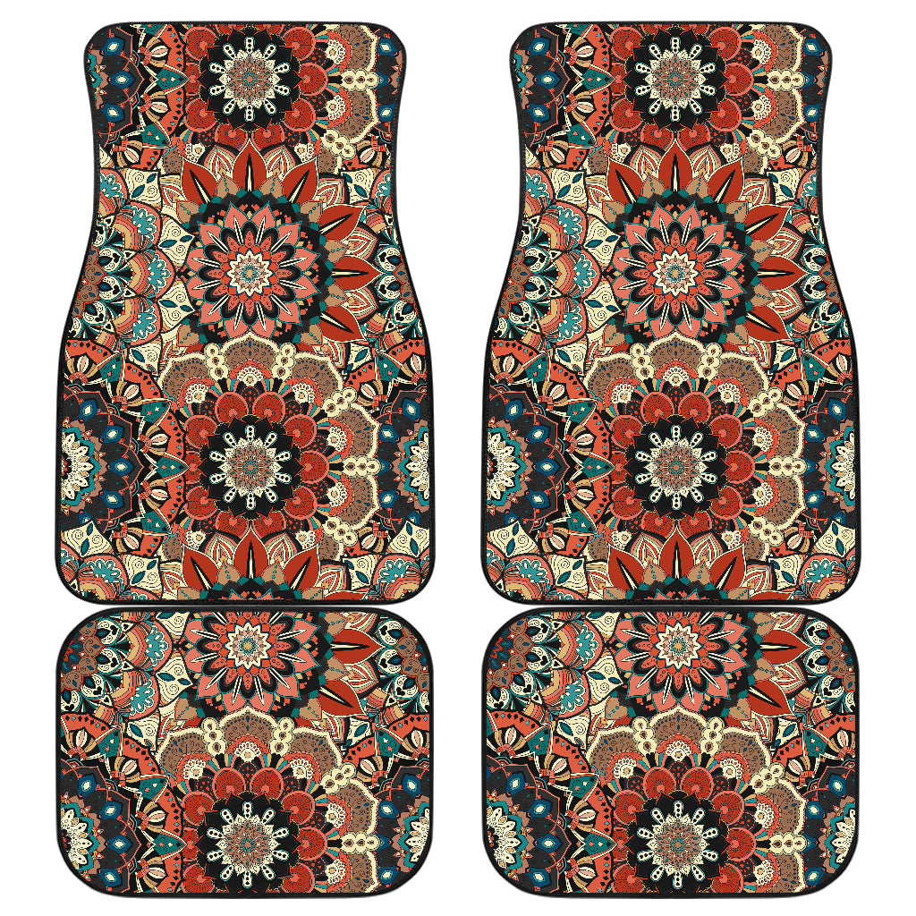 Brown Mandalas Car Floor Mats