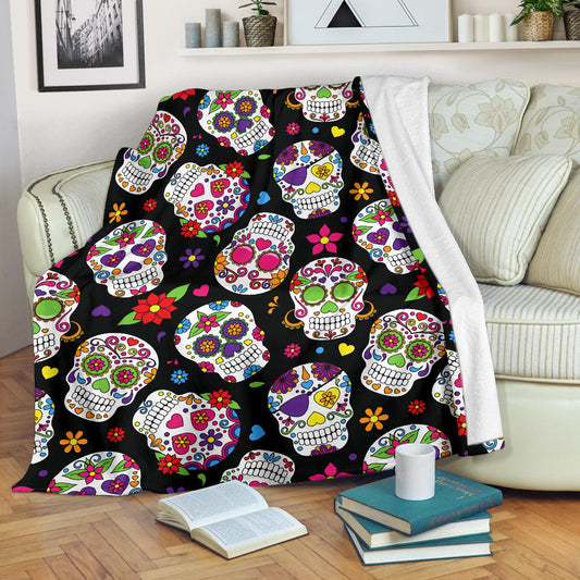 Colorful Sugar Skulls Blanket