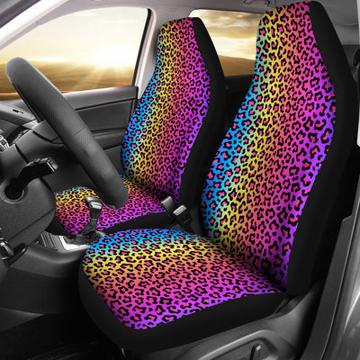 Colorful Leopard-Print Stripes Car Seat Covers