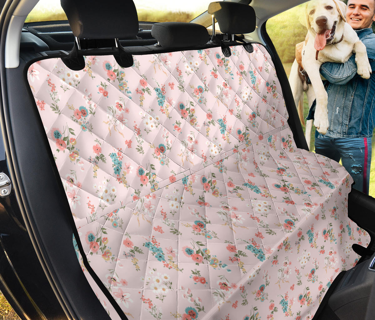 Pink Floral Car Back Seat Pet Cover