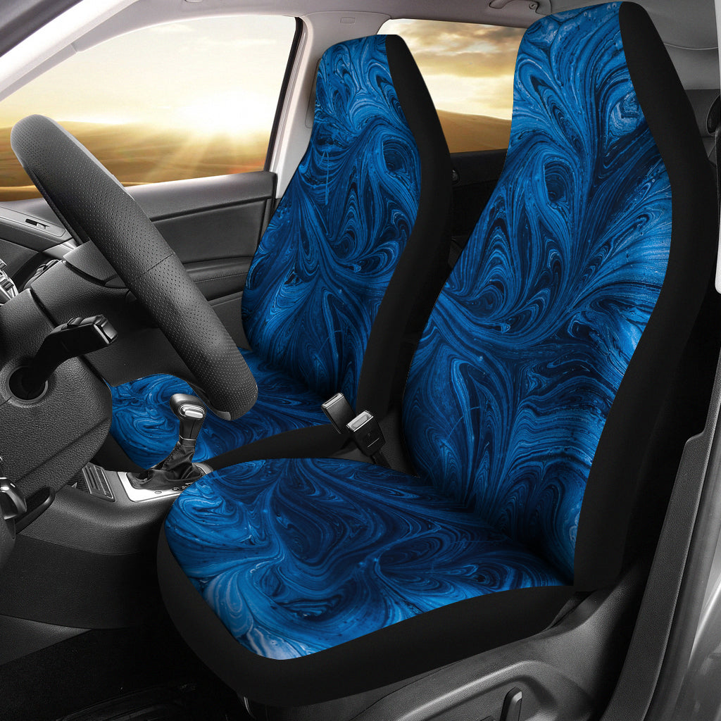 Blue Abstract Paint Swirls Car Seat Covers