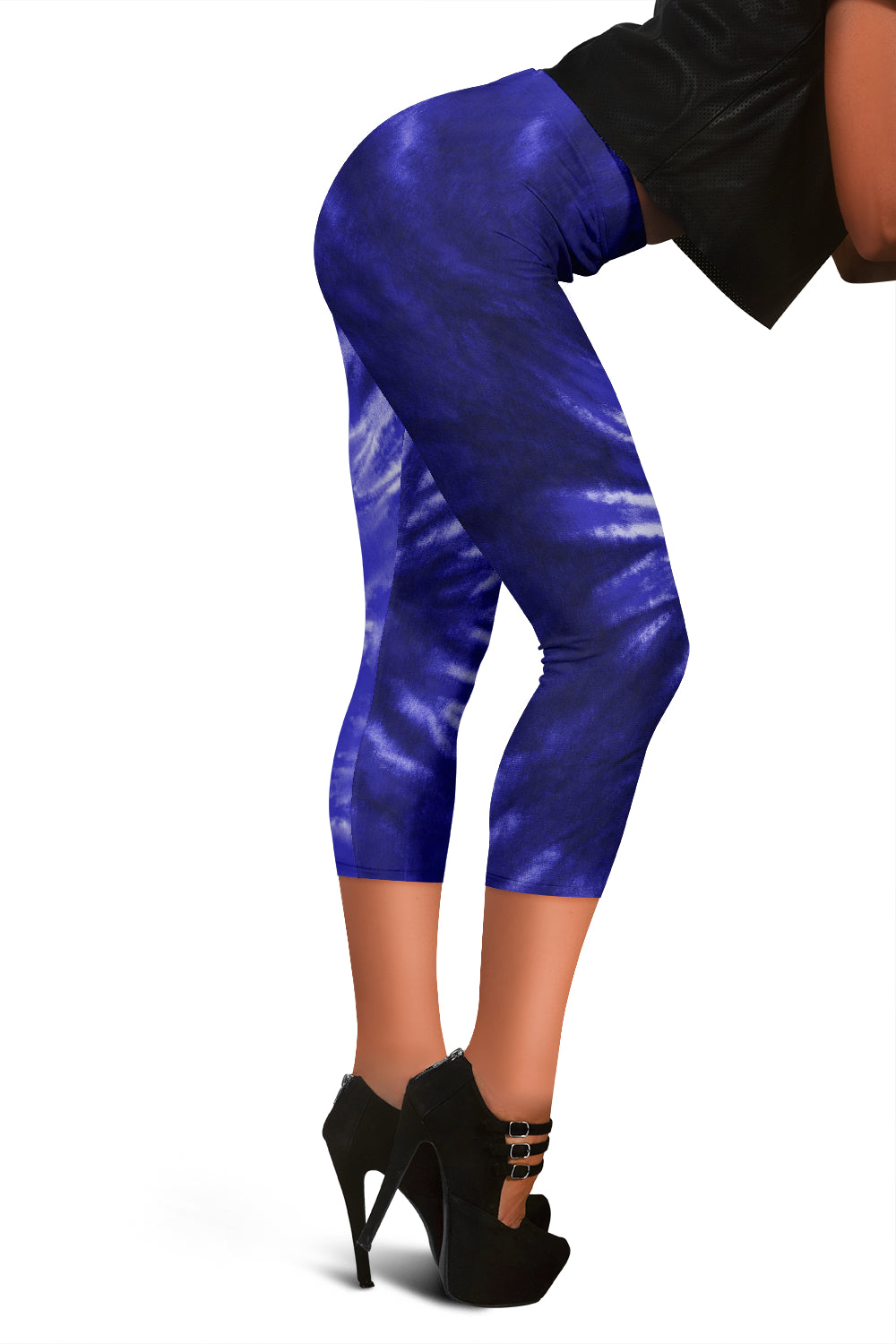 Royal Blue Tie Dye Print Capri Leggings