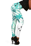 Teal Leaves Leggings