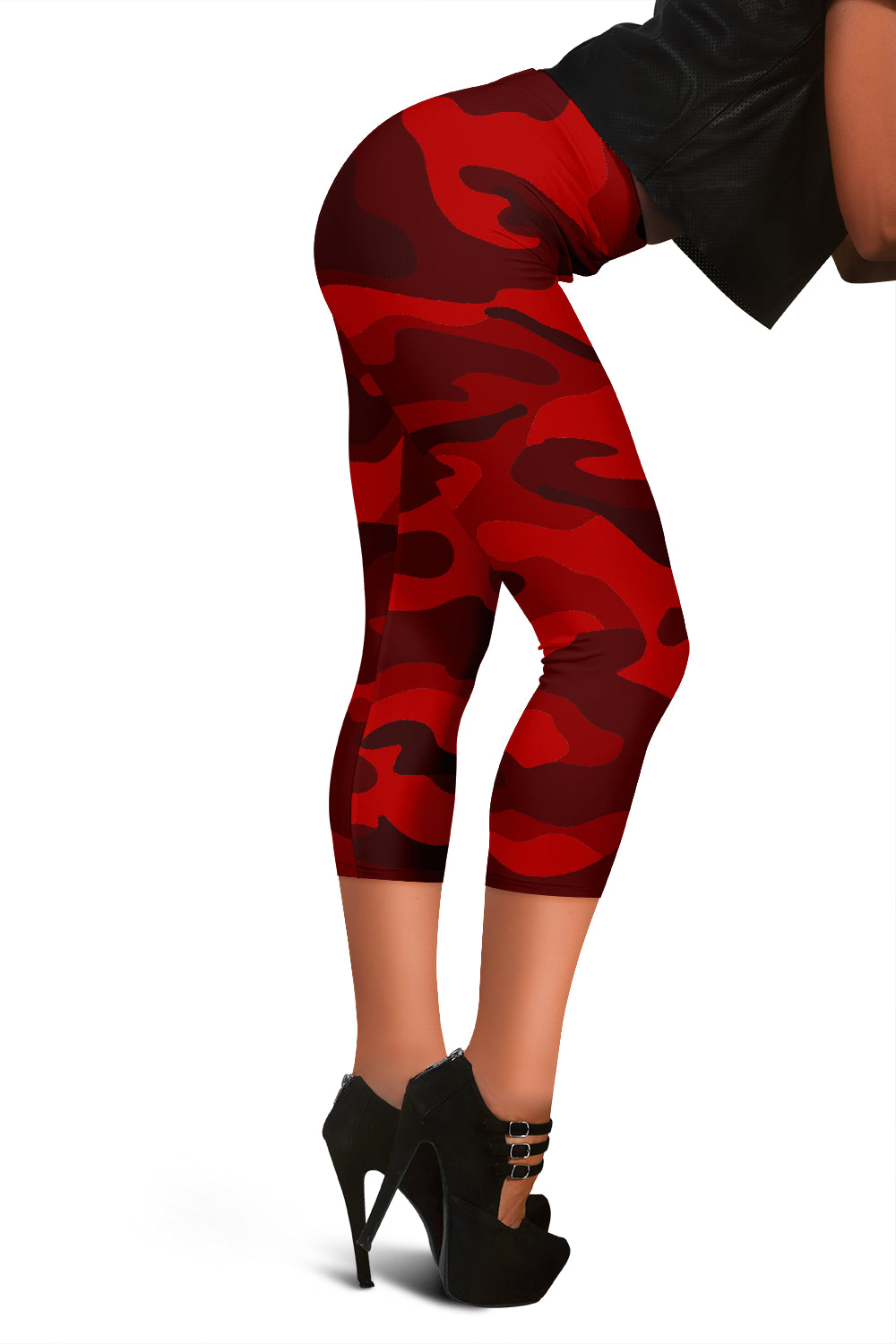 Red Camouflage Capri Leggings