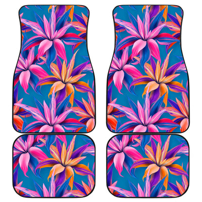 Blue Pink Floral Car Floor Mats