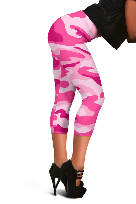 Pink Camouflage Capri Leggings