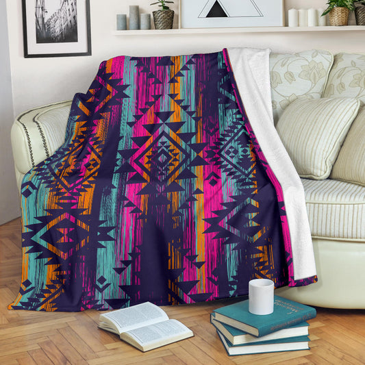 Colorful Boho Aztec Streaks Blanket