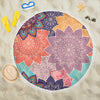 Colorful Floral Mandalas Round Beach Blanket