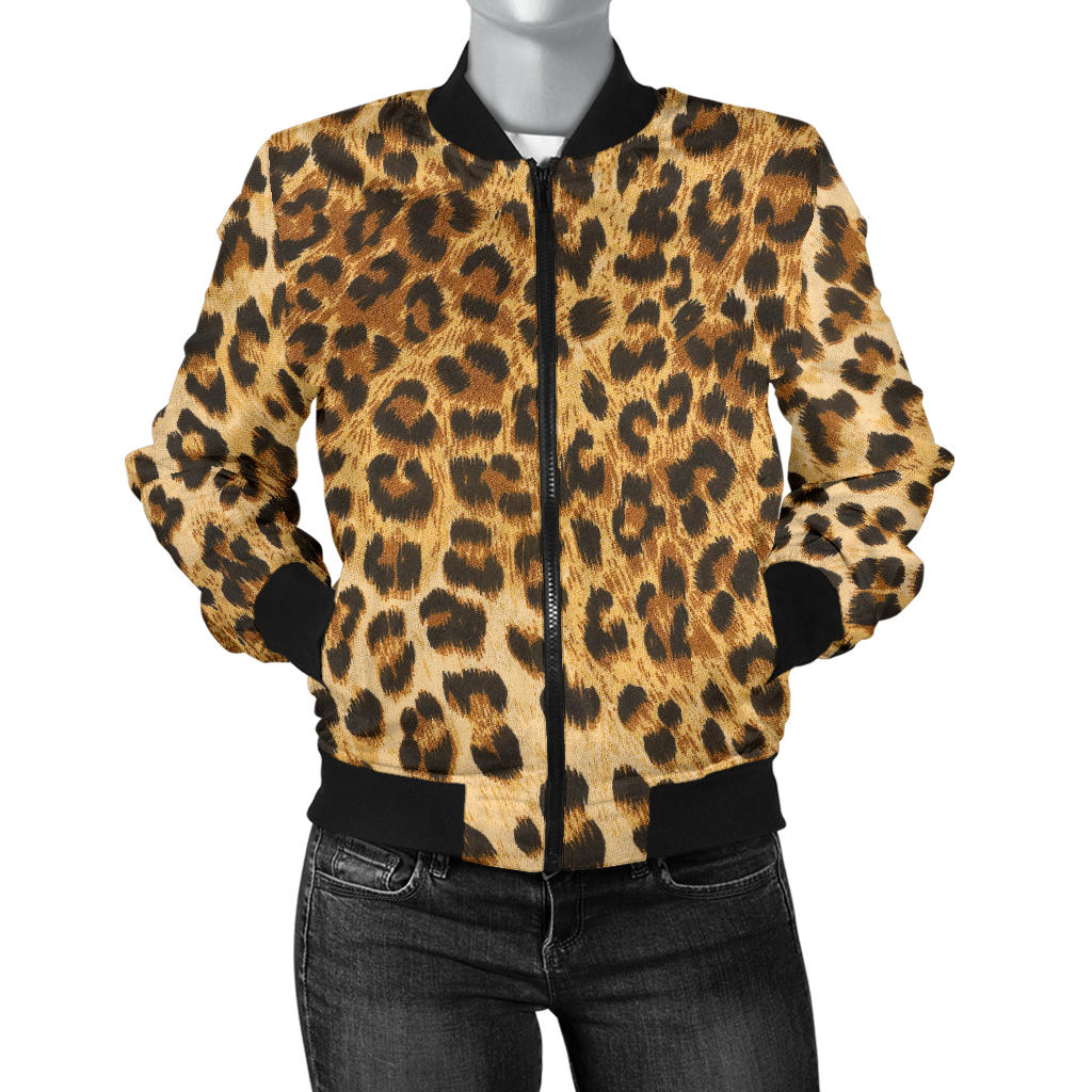 Womens Leopard Print Bomber Jacket