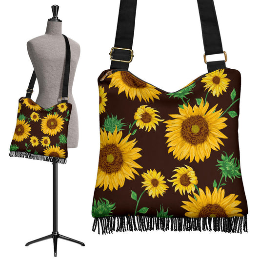 Sunflowers Black Crossbody Bag