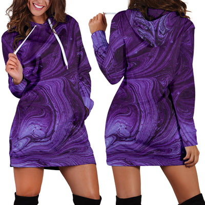 Purple Swirls Womens Hoodie Dress