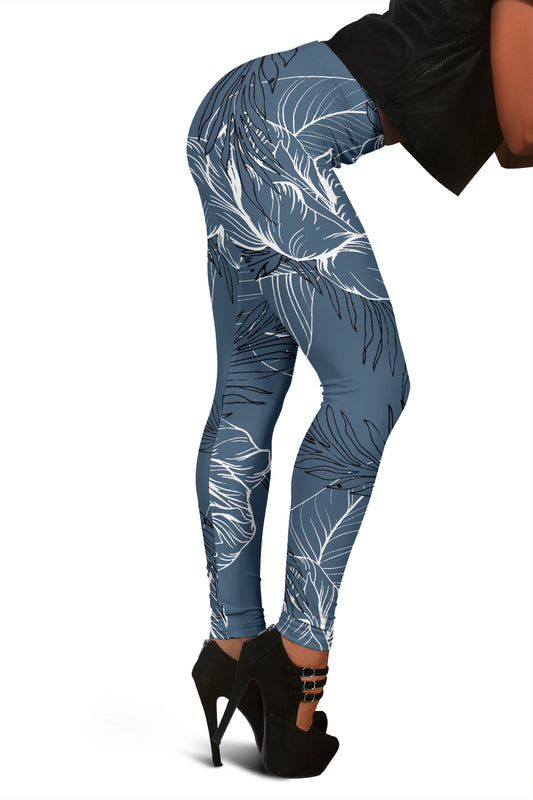 Grey Floral Outline Leggings
