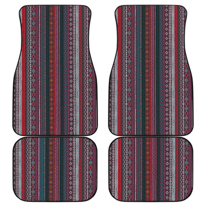 Red Boho Stripes Car Floor Mats