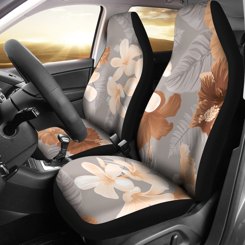 Brown Flowers Car Seat Covers