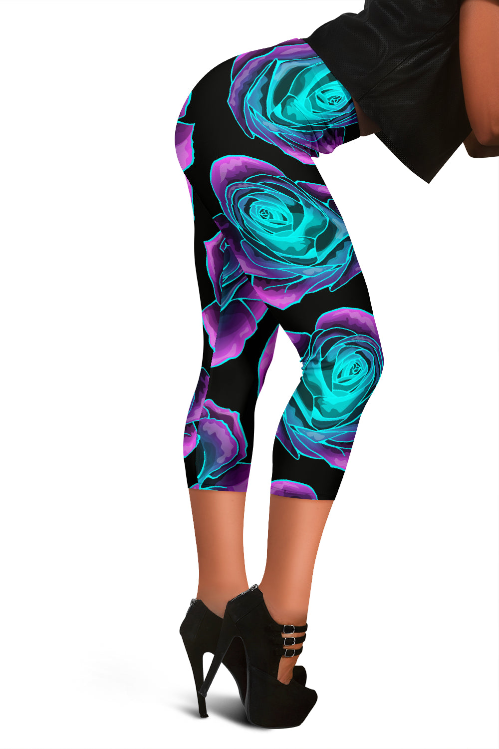 Neon Roses Capri Leggings