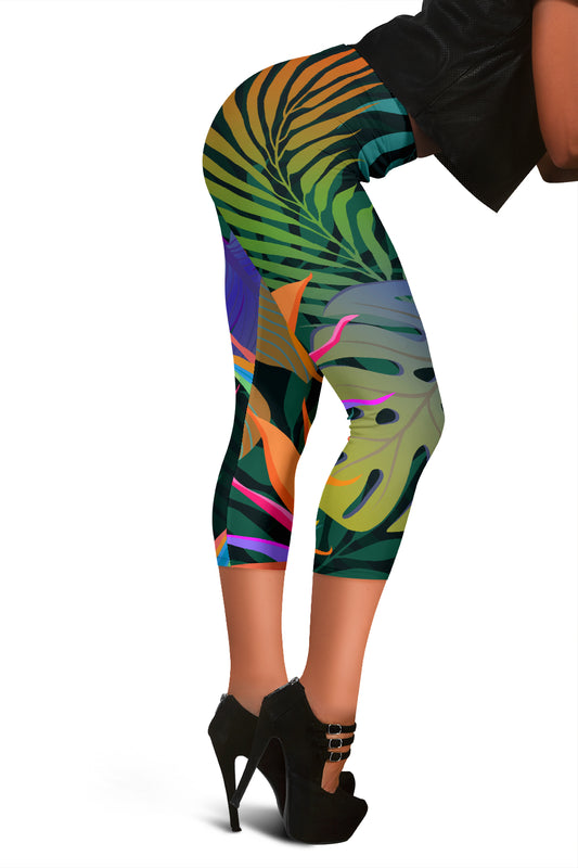 Colorful Plants Capri Leggings