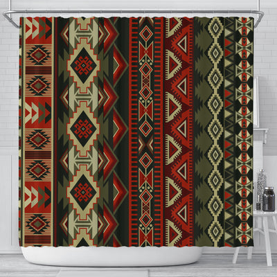 Red & Brown Boho Aztec Shower Curtain