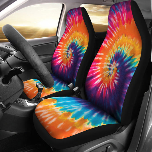 Custom Orange Tie Dye Print Car Seat Covers