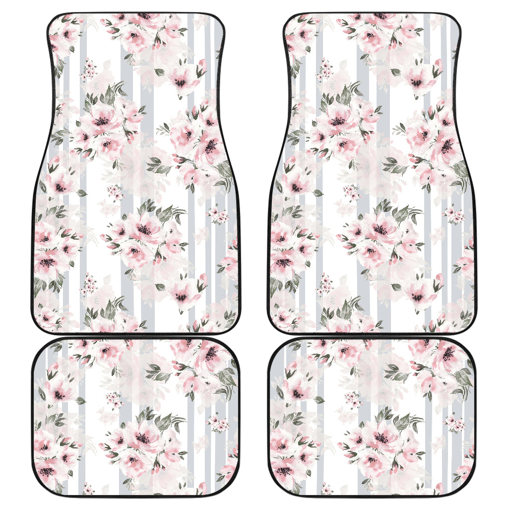 Pink Flower Stripes Car Floor Mats
