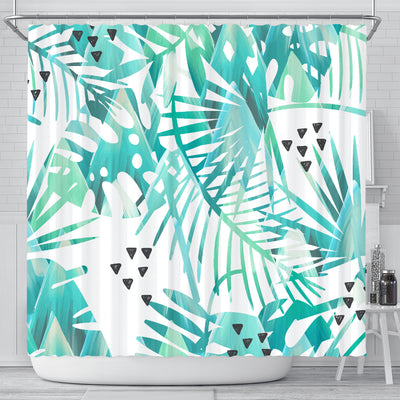 Teal Green Plants Shower Curtain