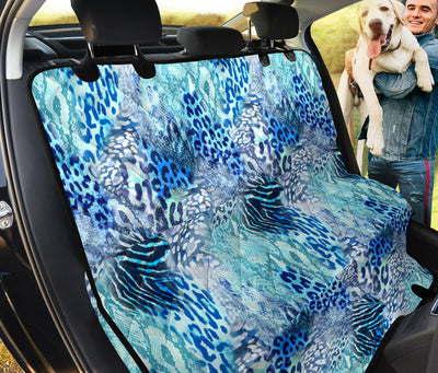 Blue Animal Print Car Back Seat Pet Cover