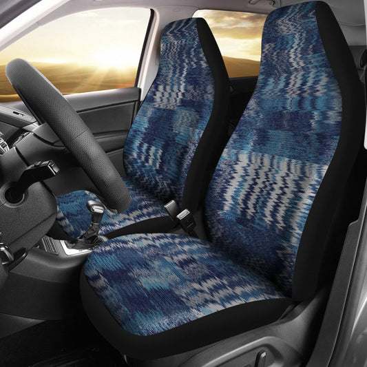 Blue Distorted Abstract Car Seat Covers