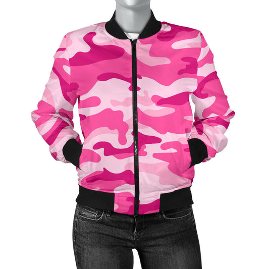Womens Pink Camouflage Bomber Jacket