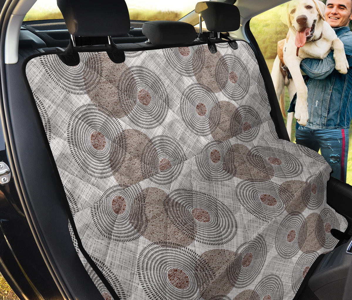 Grey Abstract Circles Car Back Seat Pet Cover
