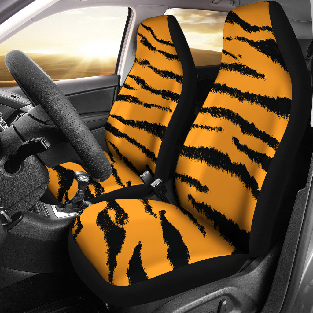Orange Tiger Print Car Seat Covers