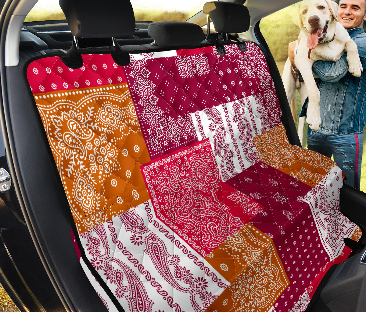 Bandana Patchwork Car Back Seat Pet Cover