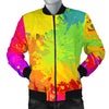 Mens Colorful Paint Splatter Abstract Art Bomber Jacket