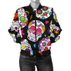 Womens Colorful Sugar Skulls Bomber Jacket