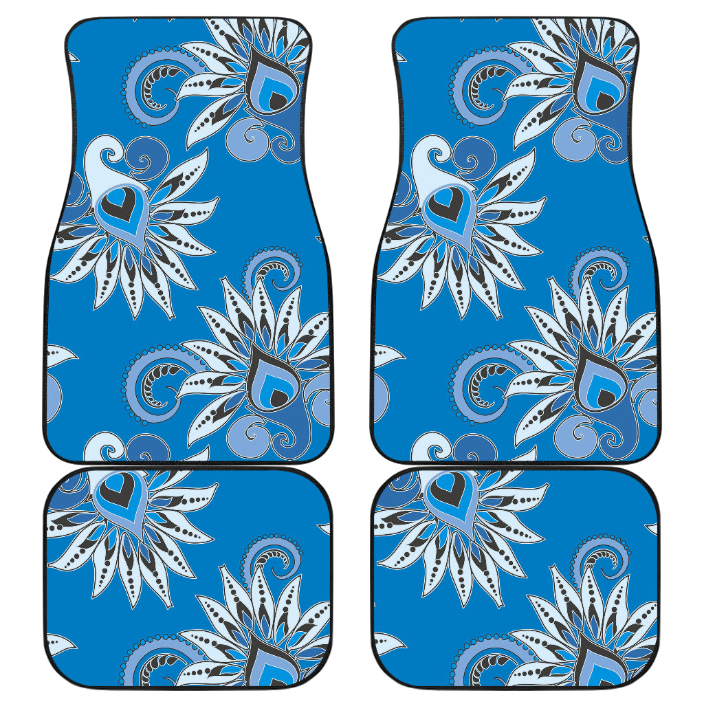 Blue Floral Decor Car Floor Mats