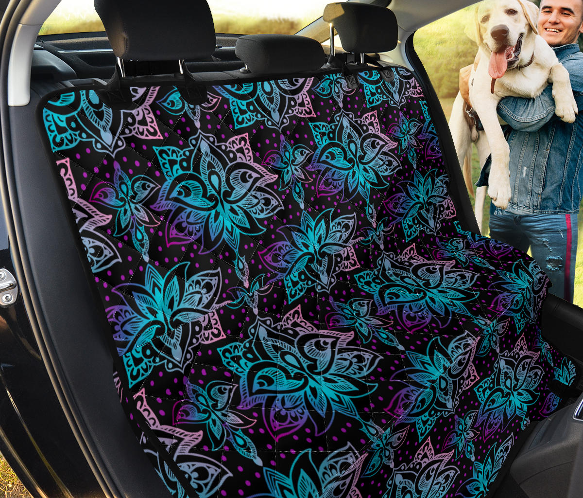 Black Pink Purple Lotus Pet Back Seat Cover