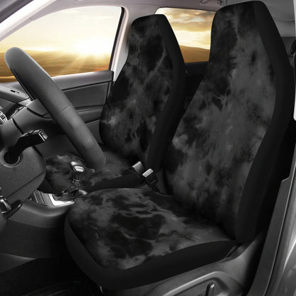 Dark Grey Grunge Tie Dye Print Car Seat Covers