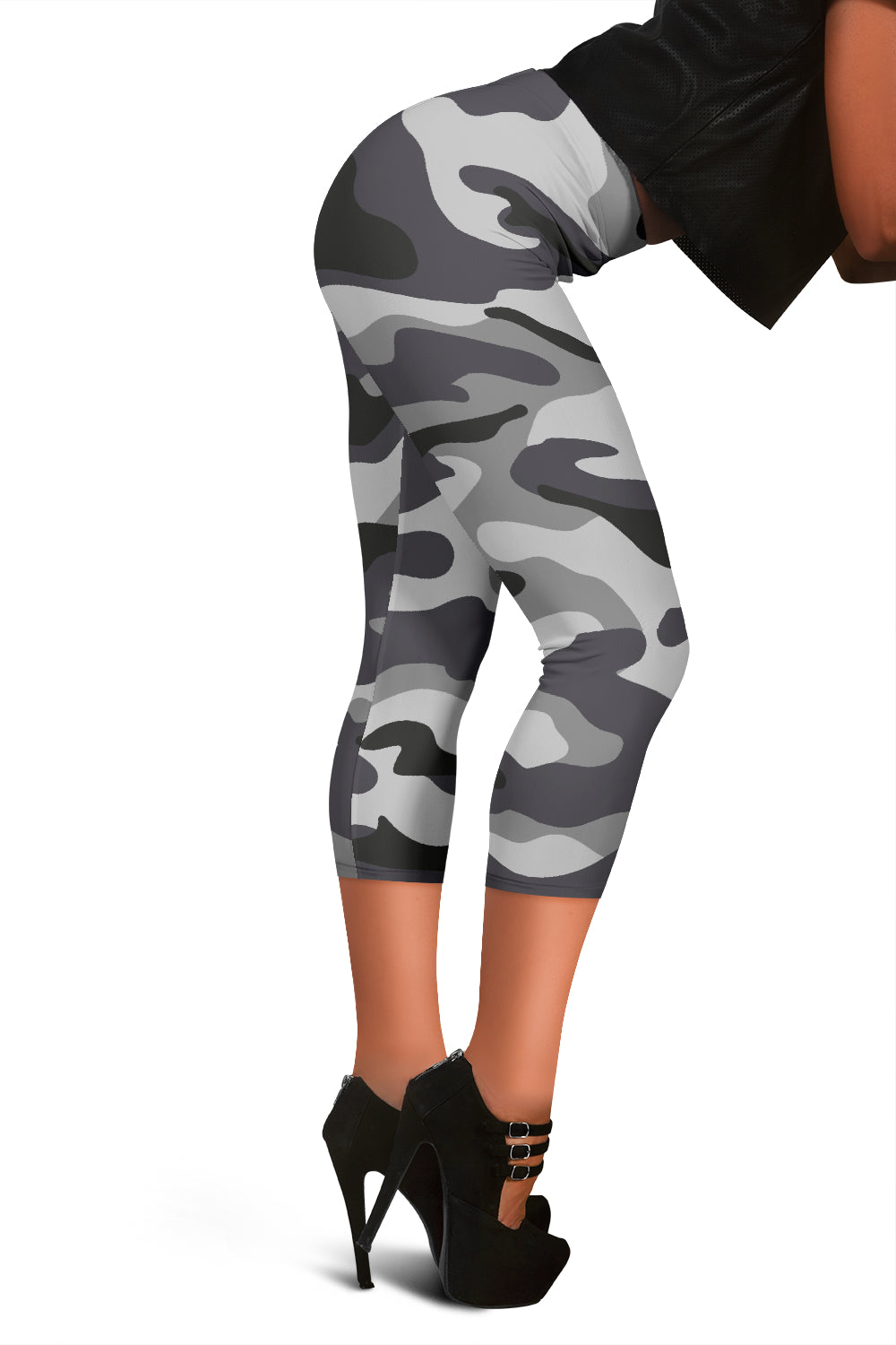 Grey Camouflage Capri Leggings
