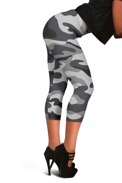 Grey Camouflage Capri Leggings