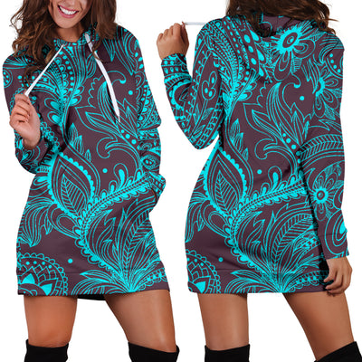 Teal Decor Womens Hoodie Dress