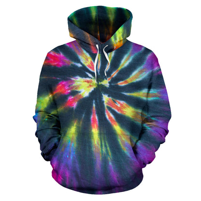 Colorful Neon Tie Dye Print Hoodie