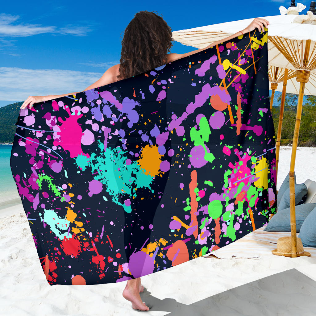 Colorful Paint Drip Abstract Art Sarong