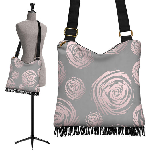 Grey Abstract Spirals Crossbody Bag
