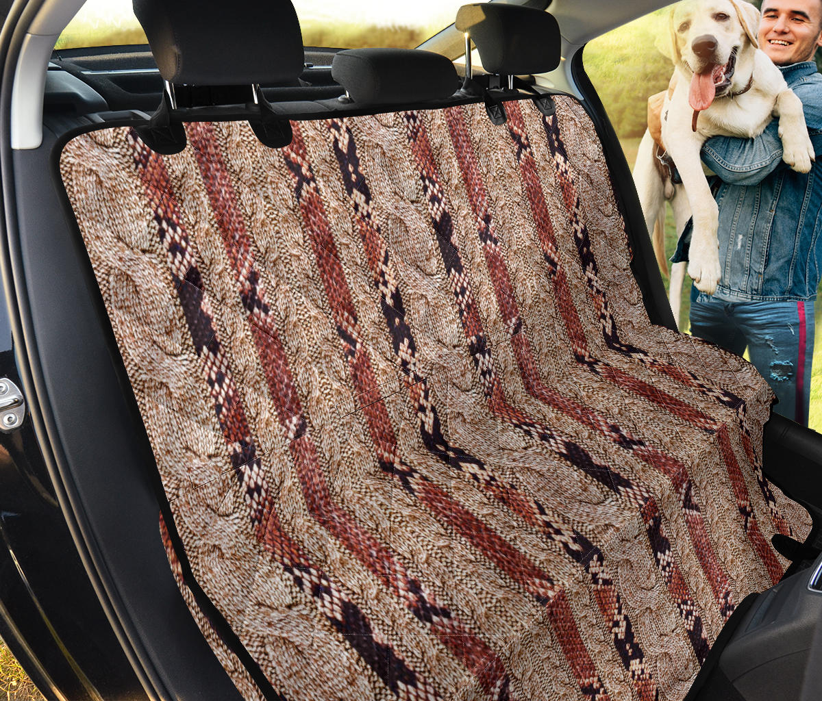 Knit-Print Stripes Car Back Seat Pet Cover
