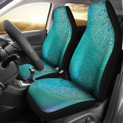 Light Green Teal Mandalas Car Seat Covers