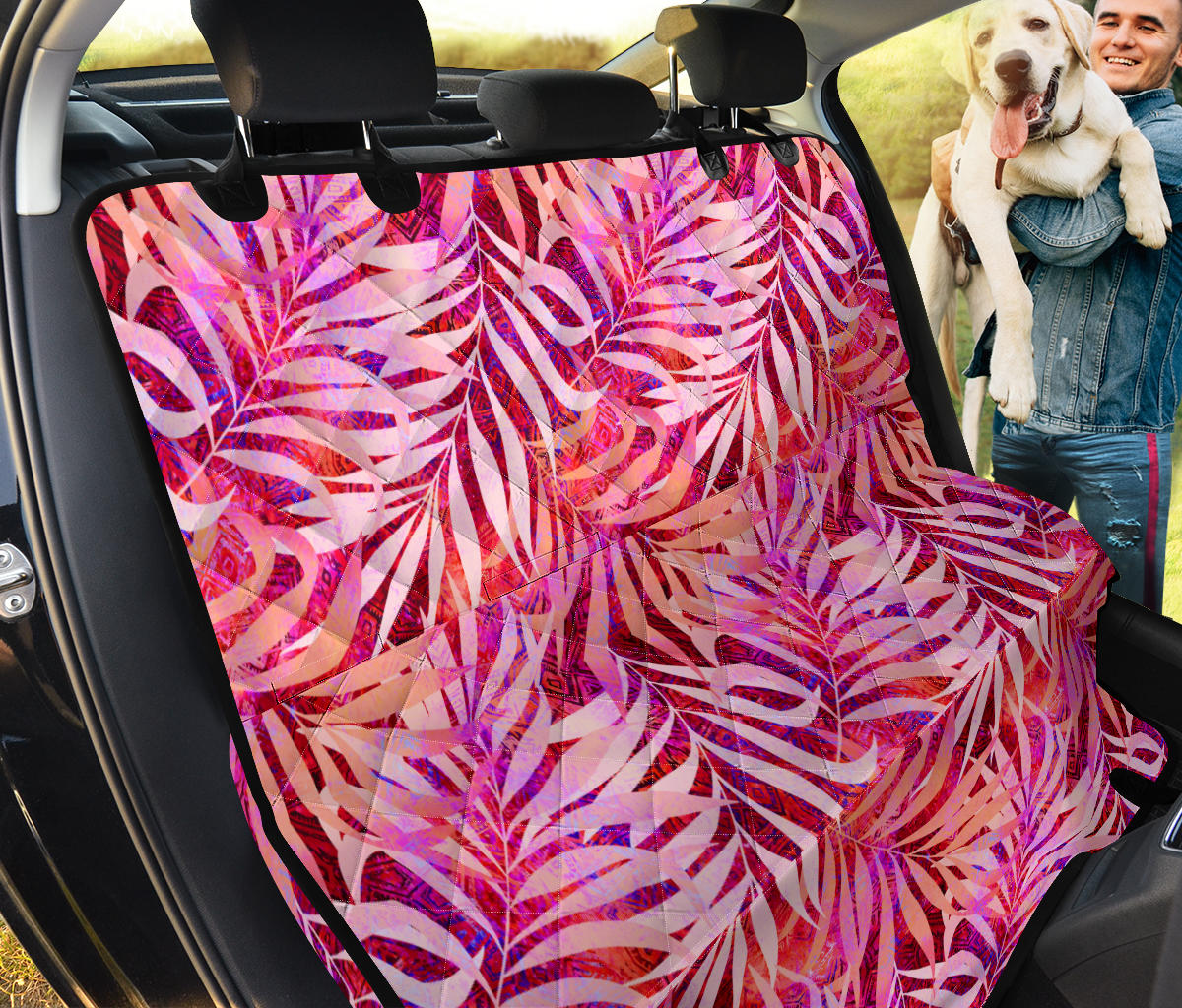 Pink Peach Leaves Car Back Seat Pet Cover