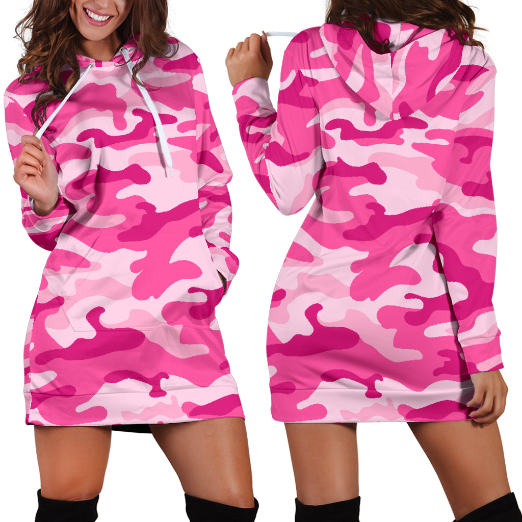 Pink Camouflage Hoodie Dress