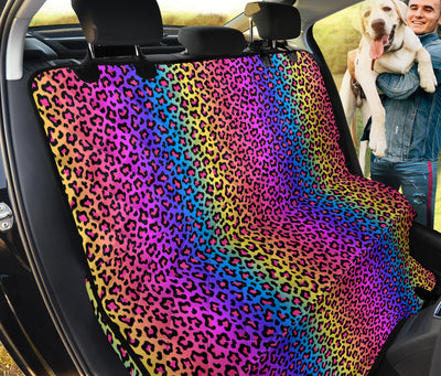 Colorful Leopard-Print Stripes Car Back Seat Pet Cover