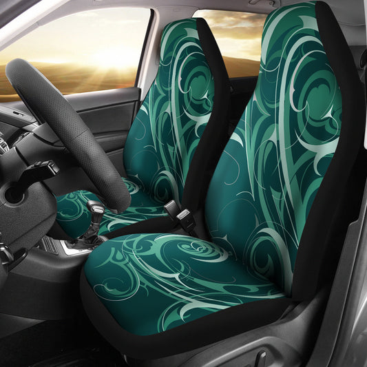 Green Tribal Swirls Car Seat Covers