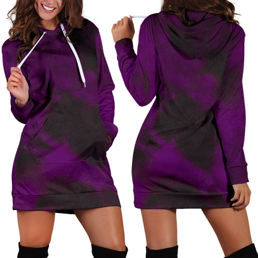 Purple Tie Dye Grunge Womens Hoodie Dress