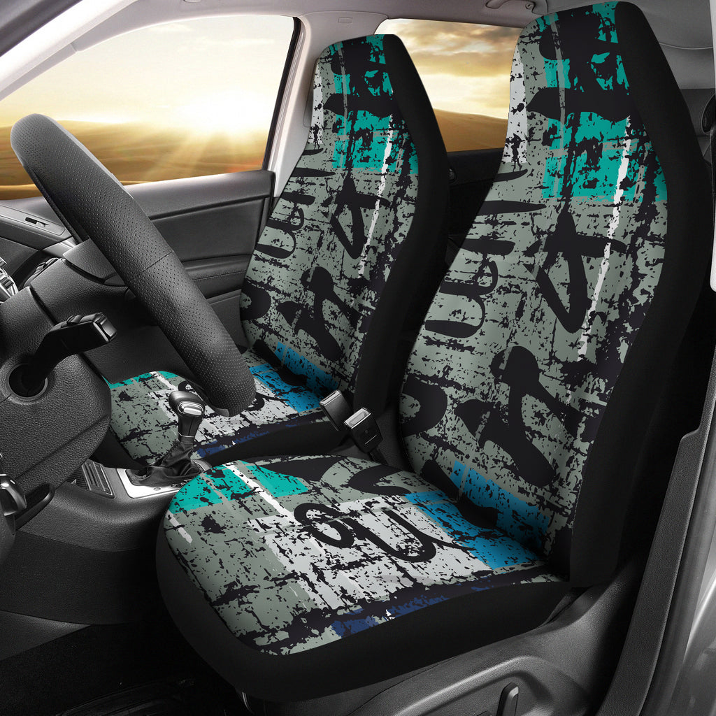 Grey Blue Abstract Car Seat Covers